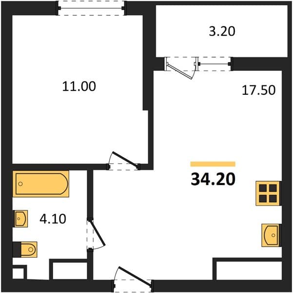 1 к. квартира 34.20 кв. м, 4/24 этаж. ЖК Облака-3, Новороссийск, Россия