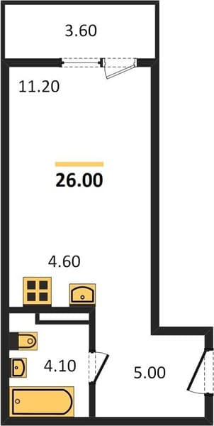 1 к. квартира 26.00 кв. м, 1/12 этаж. ЖК Флора, Сочи, Россия