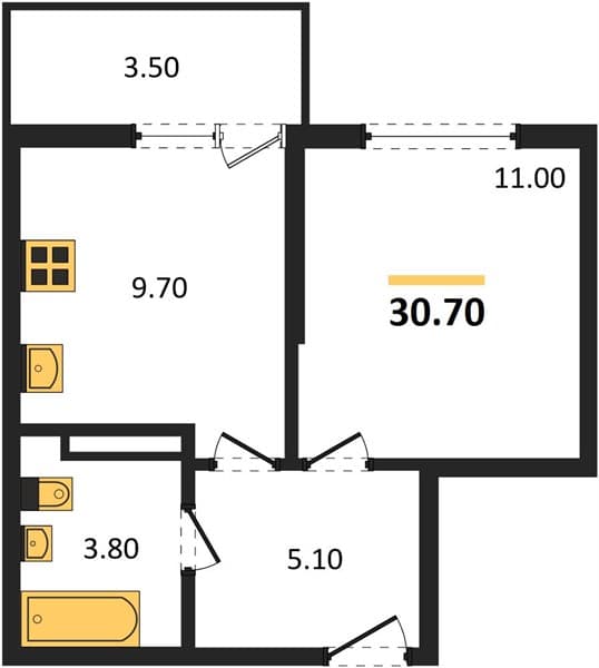 1 к. квартира 30.70 кв. м, 2/17 этаж. ЖК Лестория, Сочи, Россия