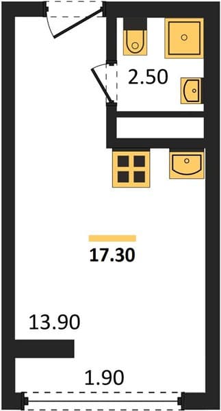 1 к. квартира 17.30 кв. м, 14/19 этаж. ЖК Сочи Парк, Сочи, Россия