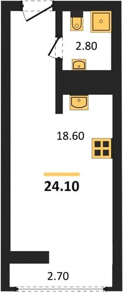 1 к. квартира 24.10 кв. м, 15/19 этаж. ЖК Сочи Парк, Сочи, Россия