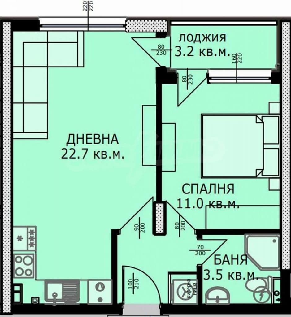 Апартаменты в Варне, Болгария, 57.45 м², фото 2