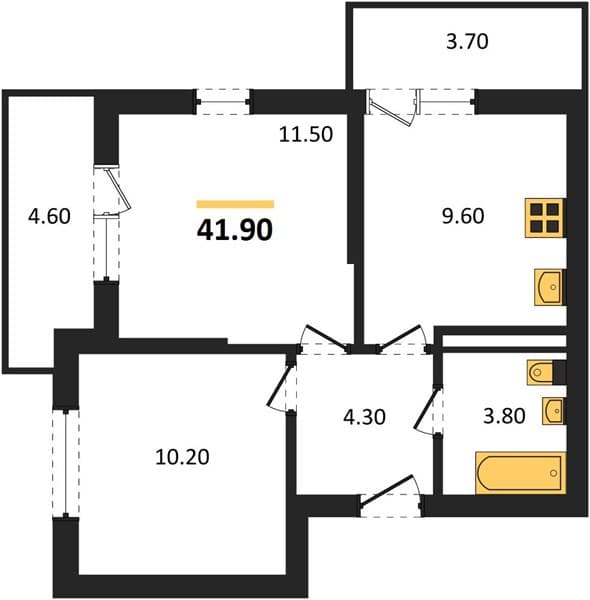 2 к. квартира 41.90 кв. м, 11/17 этаж. ЖК Лестория, Сочи, Россия
