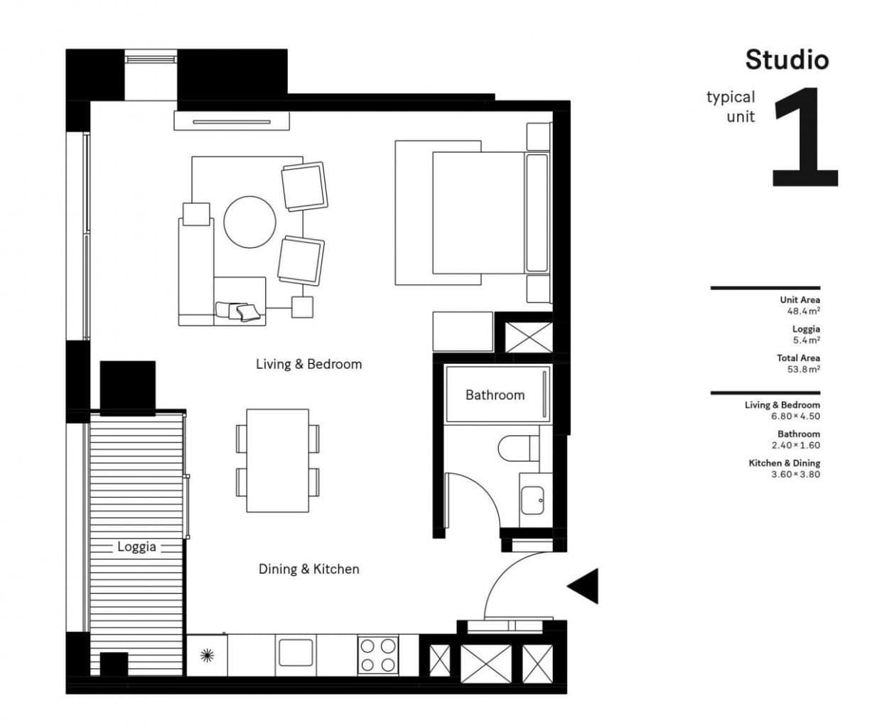 Студия в Абу-Даби, ОАЭ, 53.8 м², фото 5