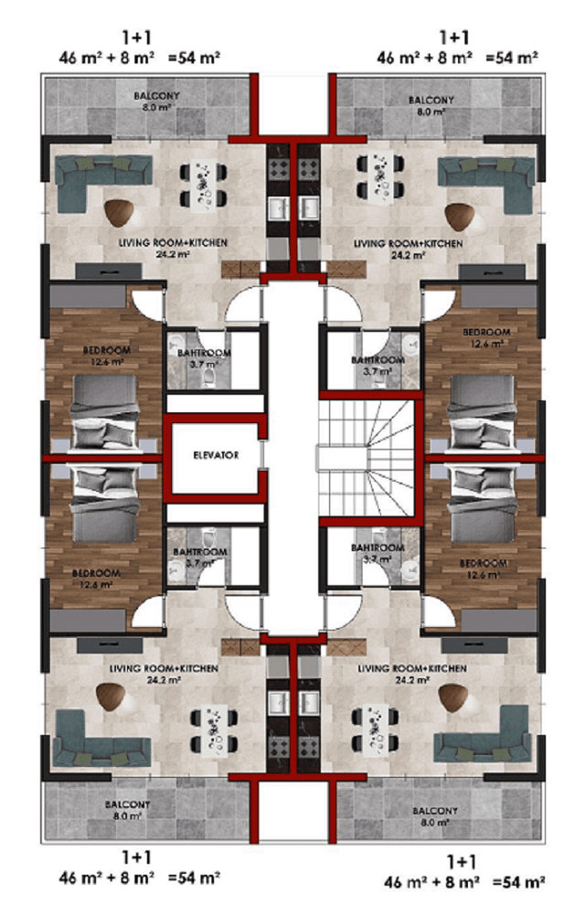 Апартаменты в Авсалларе, Турция, 54 м2, фото 5