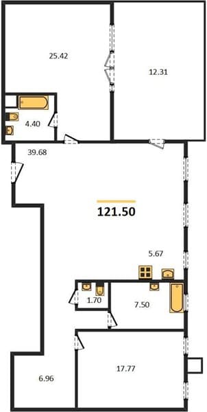 2 к. квартира 121.50 кв. м, 21/21 этаж. ЖК Форт Адмирал, Туапсе, Россия