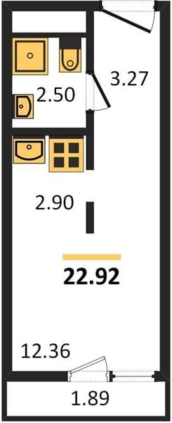 1 к. квартира 22.92 кв. м, 16/19 этаж. ЖК Кислород, Сочи, Россия