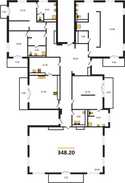 5 к. квартира 348.20 кв. м, 7/9 этаж. ЖК LeePrime Residence Polyana Sochi, Эстосадок, Россия