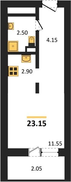 1 к. квартира 23.15 кв. м, 10/19 этаж. ЖК Кислород, Сочи, Россия