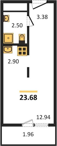 1 к. квартира 23.68 кв. м, 17/19 этаж. ЖК Кислород, Сочи, Россия