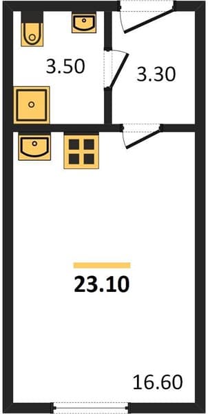 1 к. квартира 23.10 кв. м, 1/12 этаж. ЖК Летний, Сочи, Россия