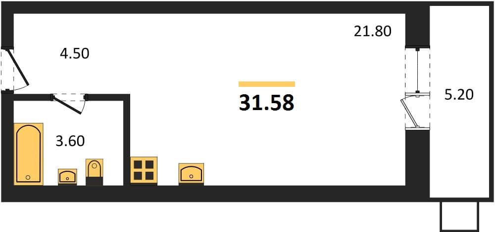 Студия 31.58 кв. м, 1/5 этаж. ЖК Лермонтов, Тамань, Россия