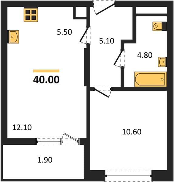 1 к. квартира 40.00 кв. м, 2/8 этаж. ЖК Хозяин Морей, Супсех, Россия