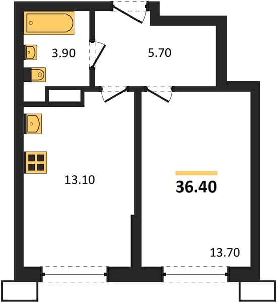 1 к. квартира 36.40 кв. м, 3/18 этаж. ЖК Порто-Ново, Цемдолина, Россия