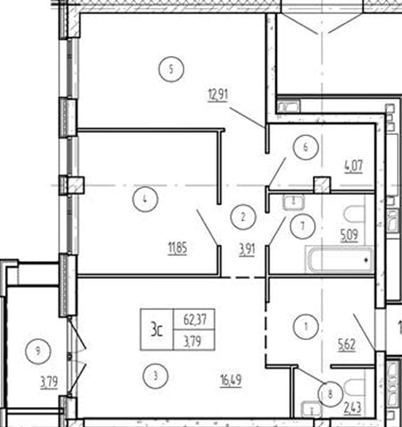 2 к. квартира 66.16 кв. м, 8/9 этаж. ЖК Лучи. Azimut Park Hotel Family, Анапа, Россия