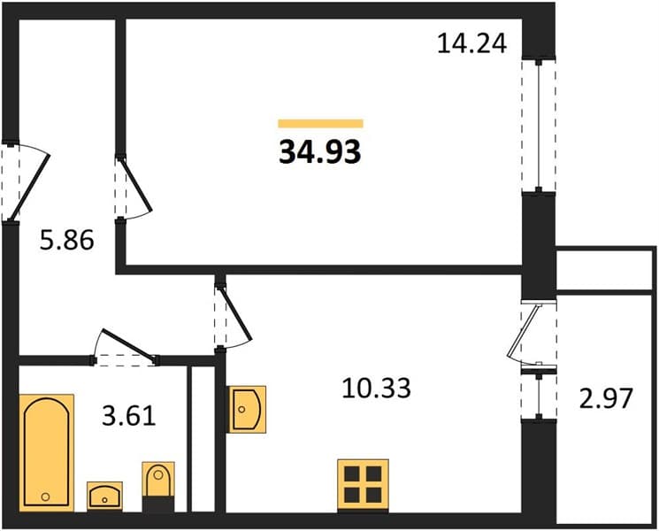 1 к. квартира 34.93 кв. м, 4/8 этаж. ЖК Сады у моря, Темрюк, Россия