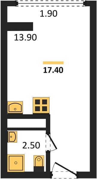 1 к. квартира 17.40 кв. м, 13/19 этаж. ЖК Сочи Парк, Сочи, Россия