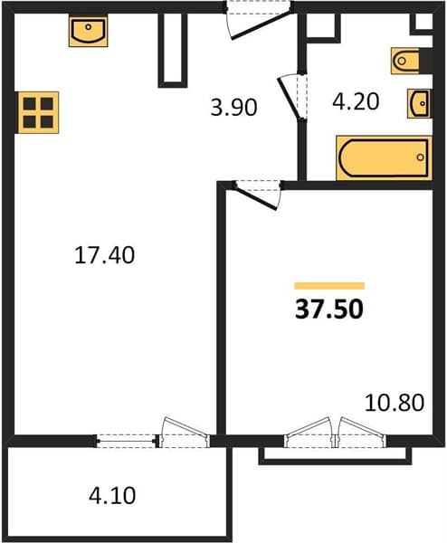 1 к. квартира 37.50 кв. м, 12/12 этаж. ЖК Флора, Сочи, Россия