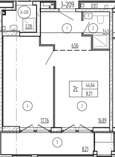 1 к. квартира 52.85 кв. м, 2/9 этаж. ЖК Лучи. Azimut Park Hotel Family, Анапа, Россия