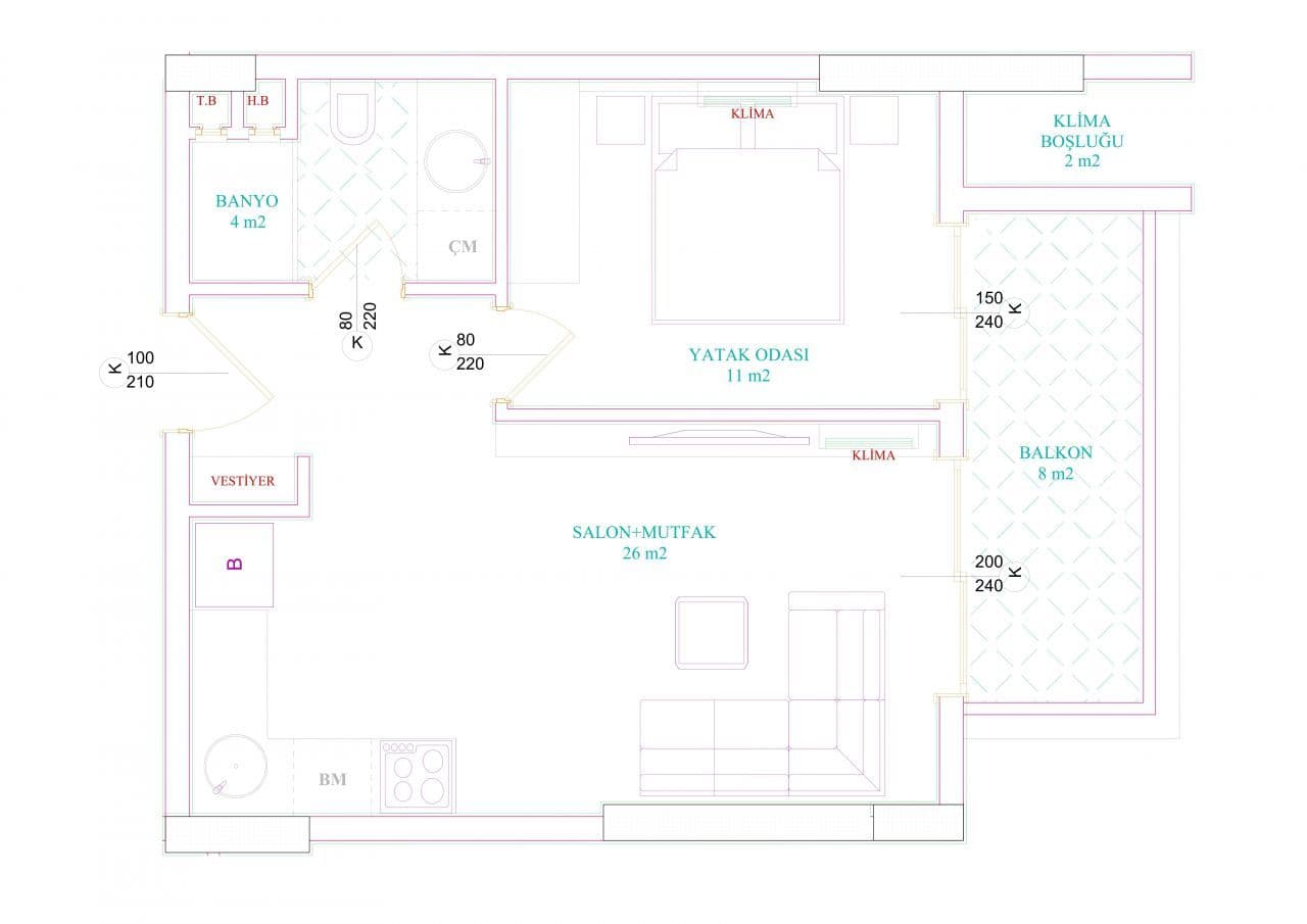 Квартира в Авсалларе, Турция, 51 м2, фото 5