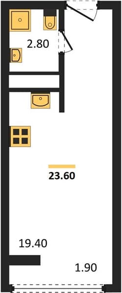 1 к. квартира 23.60 кв. м, 13/19 этаж. ЖК Сочи Парк, Сочи, Россия