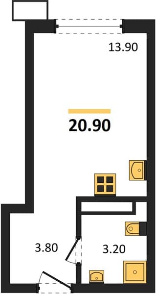 Студия 20.90 кв. м, 11/18 этаж. ЖК Порто-Ново, Цемдолина, Россия