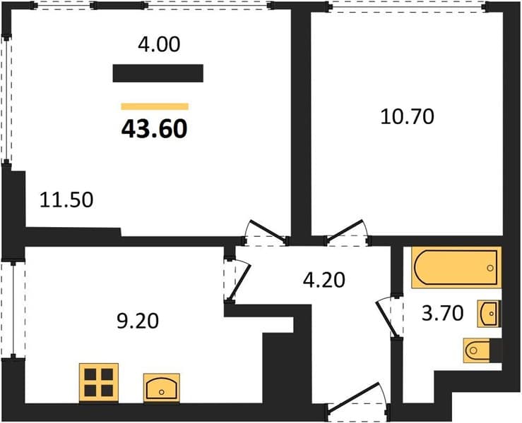 2 к. квартира 43.60 кв. м, 3/19 этаж. ЖК Сочи Парк, Сочи, Россия
