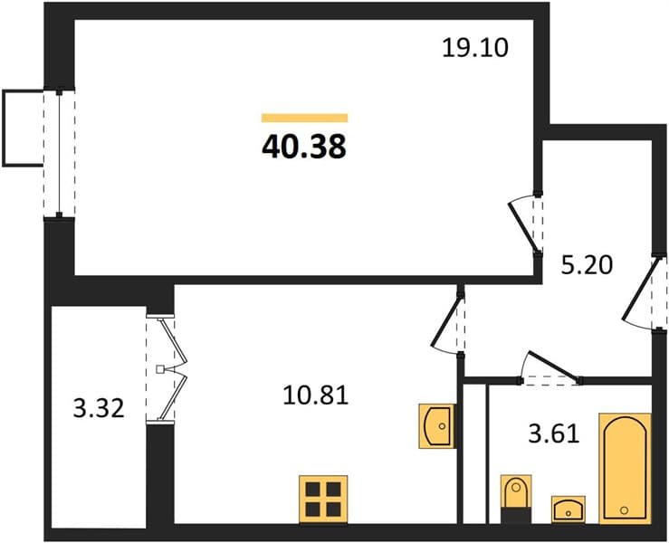 1 к. квартира 40.38 кв. м, 3/8 этаж. ЖК Сады у моря, Темрюк, Россия