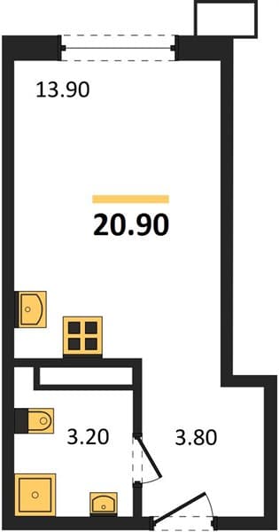 Студия 20.90 кв. м, 16/18 этаж. ЖК Порто-Ново, Цемдолина, Россия