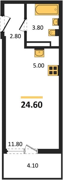 Студия 24.60 кв. м, 3/17 этаж. ЖК Лестория, Сочи, Россия