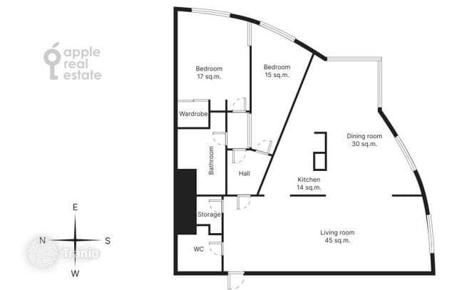 3-комнатная квартира 144 м² в районе Раменки, Россия