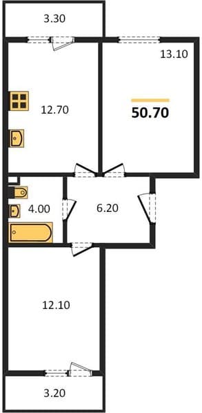 2 к. квартира 50.70 кв. м, 1/23 этаж. ЖК Облака-2, Новороссийск, Россия