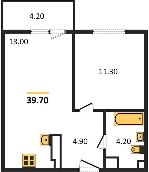 1 к. квартира 39.70 кв. м, 12/23 этаж. ЖК Облака-2, Новороссийск, Россия