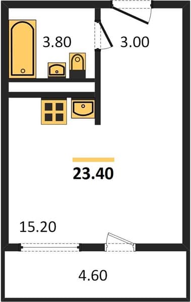 1 к. квартира 23.40 кв. м, 17/23 этаж. ЖК Облака-2, Новороссийск, Россия