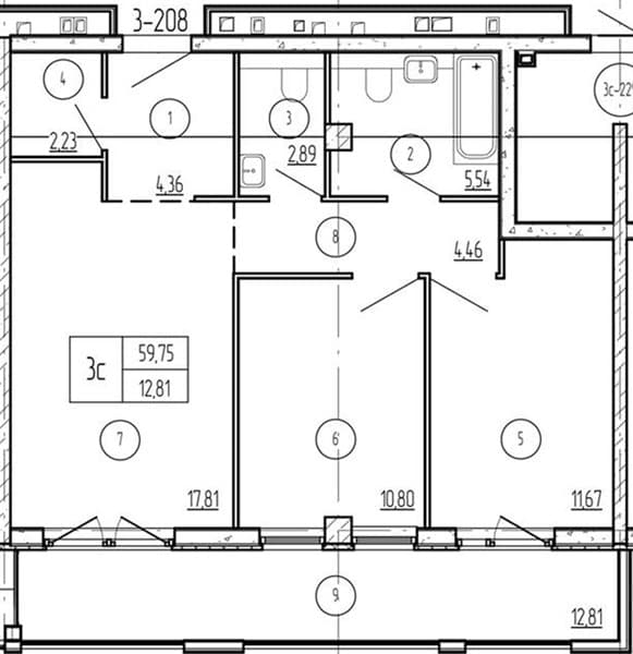 2 к. квартира 72.56 кв. м, 6/9 этаж. ЖК Лучи. Azimut Park Hotel Family, Анапа, Россия