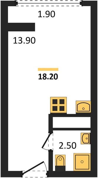 1 к. квартира 18.20 кв. м, 14/19 этаж. ЖК Сочи Парк, Сочи, Россия