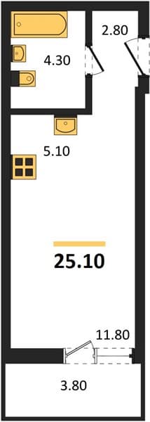 Студия 25.10 кв. м, 1/17 этаж. ЖК Лестория, Сочи, Россия