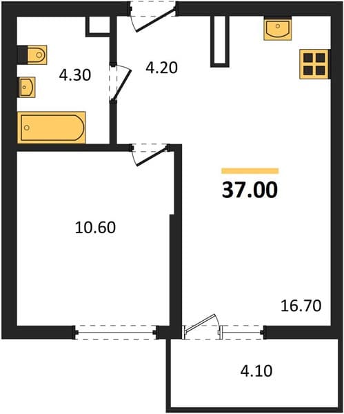 1 к. квартира 37.00 кв. м, 15/17 этаж. ЖК Лестория, Сочи, Россия