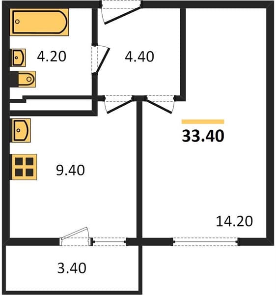 1 к. квартира 33.40 кв. м, 23/23 этаж. ЖК Облака-2, Новороссийск, Россия