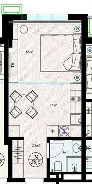 1 к. квартира 29.50 кв. м, 5/7 этаж. ЖК Olivia, Сочи, Россия