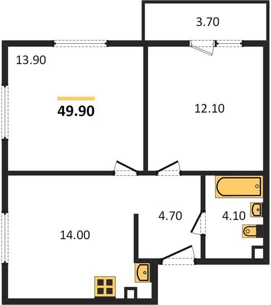 2 к. квартира 49.90 кв. м, 1/23 этаж. ЖК Облака-2, Новороссийск, Россия