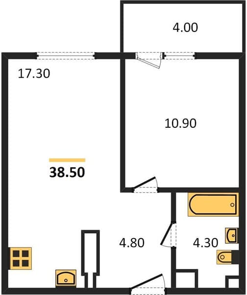 1 к. квартира 38.50 кв. м, 23/23 этаж. ЖК Облака-2, Новороссийск, Россия