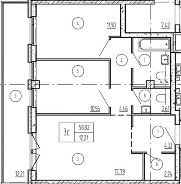 2 к. квартира 71.67 кв. м, 6/9 этаж. ЖК Лучи. Azimut Park Hotel Family, Анапа, Россия