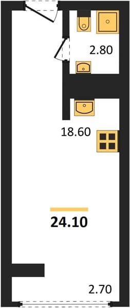 1 к. квартира 24.10 кв. м, 13/19 этаж. ЖК Сочи Парк, Сочи, Россия
