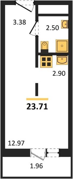 1 к. квартира 23.71 кв. м, 19/19 этаж. ЖК Кислород, Сочи, Россия