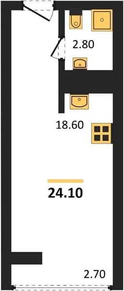 1 к. квартира 24.10 кв. м, 16/19 этаж. ЖК Сочи Парк, Сочи, Россия