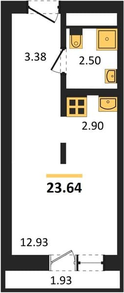 1 к. квартира 23.64 кв. м, 5/19 этаж. ЖК Кислород, Сочи, Россия