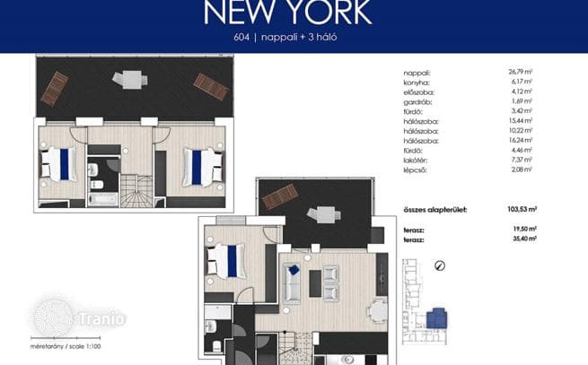 4-комнатные апартаменты в новостройке 104 м² в Районе XIII, Венгрия