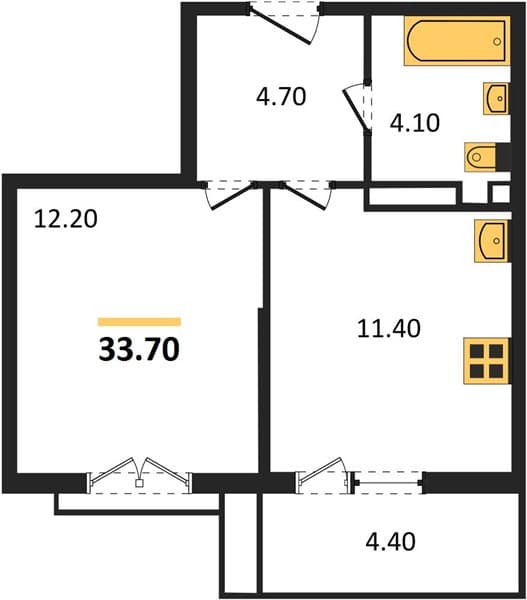 1 к. квартира 33.70 кв. м, 12/12 этаж. ЖК Флора, Сочи, Россия