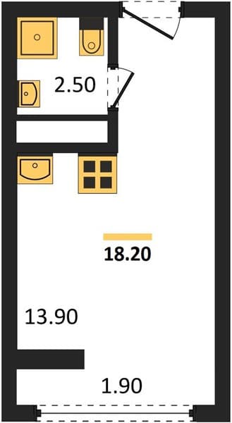 1 к. квартира 18.20 кв. м, 14/19 этаж. ЖК Сочи Парк, Сочи, Россия